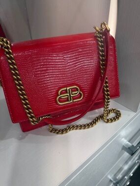 Balenciaga Red Crossbody Bag with Gold Hardware